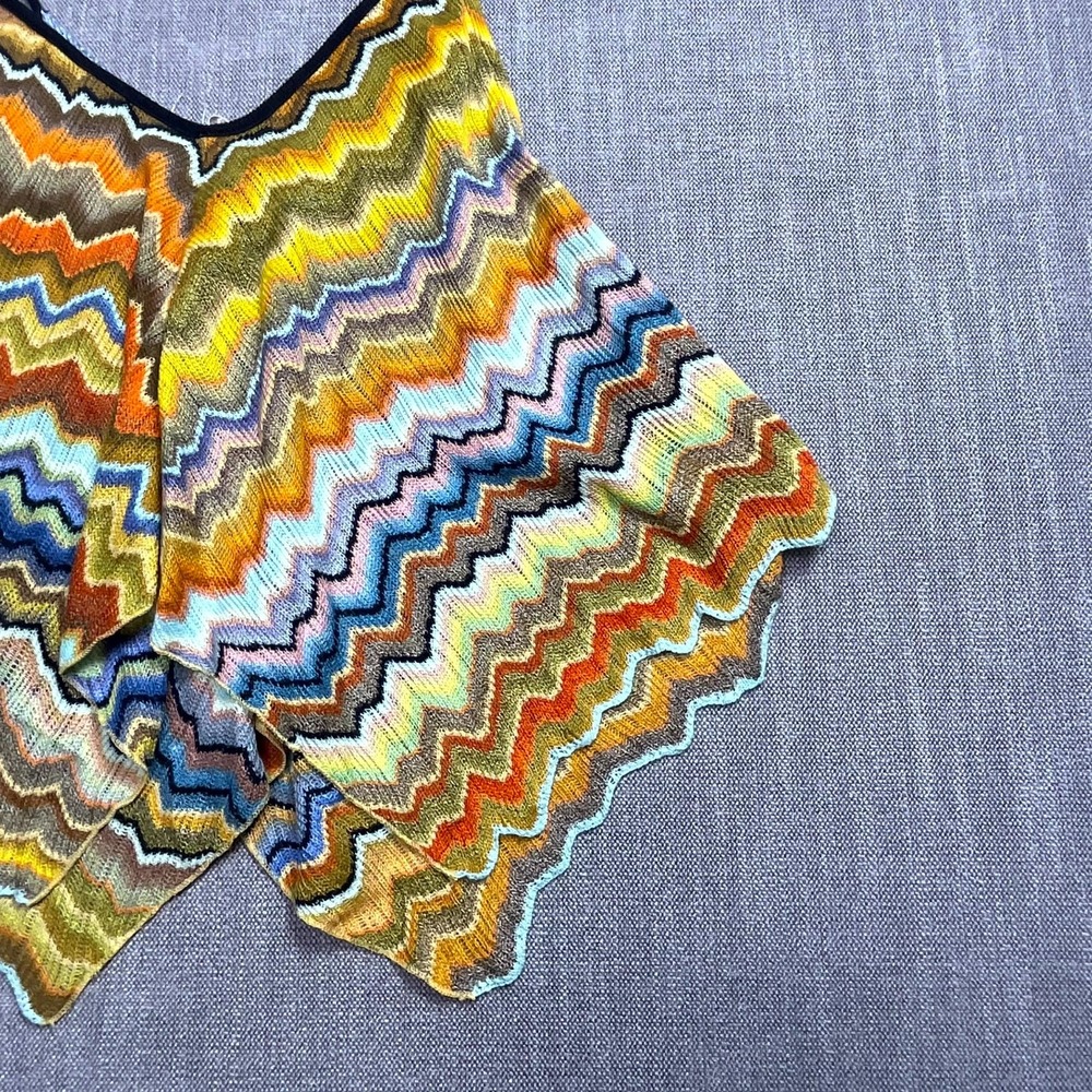 Free People Knit Camisole Top Womens XS Multicolor Zig Zag Striped Crochet Trim - Picture 10 of 11
